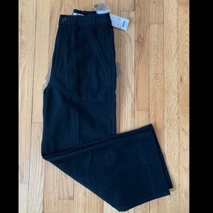 High Rise Culotte Pants Uniqlo in Black Cargo Khaki Style - Tie Waist & Button